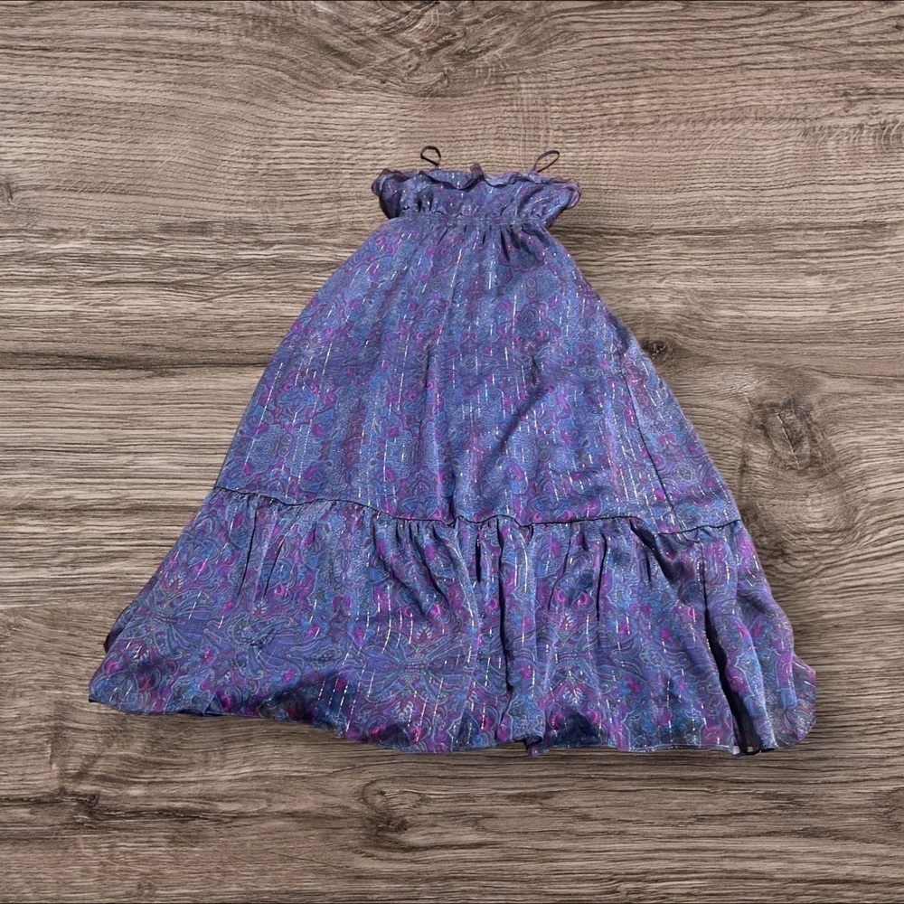 Express Maxi Dress Spaghetti Strap Blue Purple Metallic Mermaid Romantic Medium